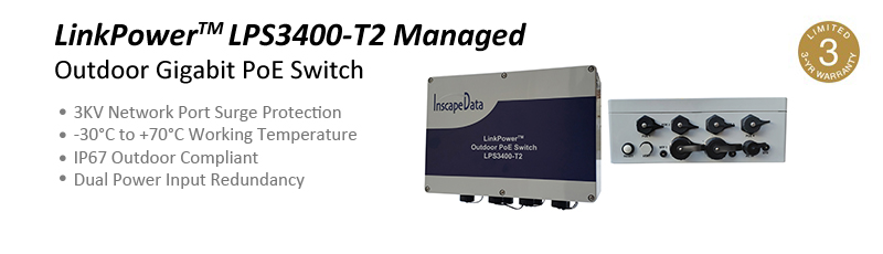 LinkPower2000 Outdoor Gigabit PoE Switch - 6KV Network Port Surge Protection -40~ +75°C Working Temperature IP67 Outdoor Compliant