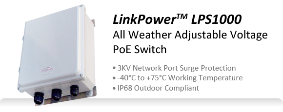 LinkPower1000 All Weather Adjustable Voltage PoE Switch - 3KV Network Port Surge Protection -40~ +75°C Working Temperature IP68 Outdoor Compliant